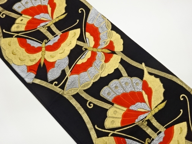 JAPANESE FUKURO OBI / WOVEN BUTTERFLY & TATEWAKU PATTERN